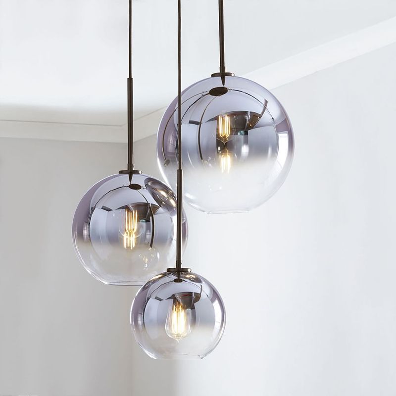 Glass Globe Pendant Light in Modern Artistic Style Electroplate Iron Hanging Lamp