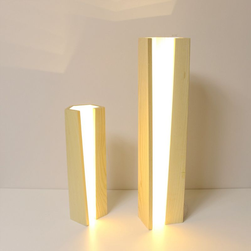 Lampada da tavolo in legno a scatola aperta Simplicity Lampada da comodino beige a LED da 5"/6" di lunghezza per camera da letto