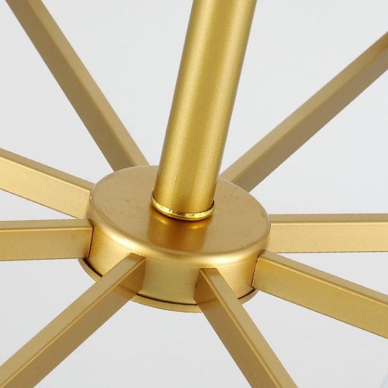Frosted Glass Brass Pendant Lamp Tapered 8 Light Traditional Chandelier Light Fixture with Sunburst Design