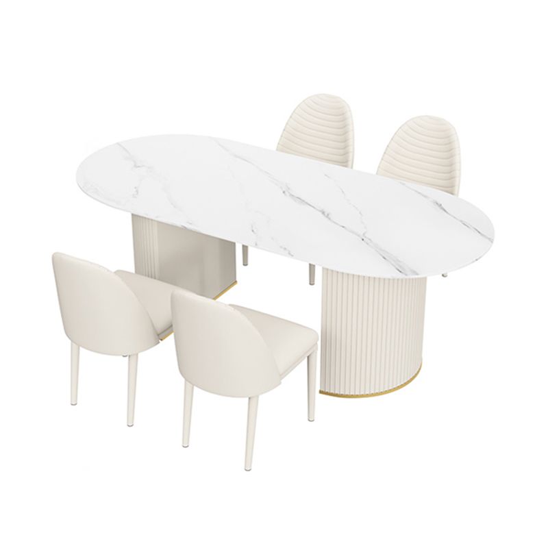 Metal Traditional Luxury Freeform Table Sintered Stone Table with Double Pedestal