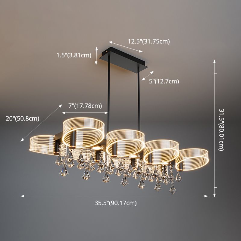 Luces de lámpara de araña de isla de estilo moderno luces colgantes de aluminio LED para comedor