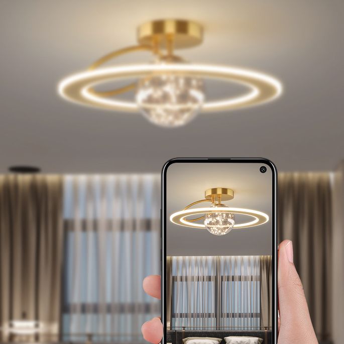 Modern Sphere Flush Light Fixture Metal 2 Light Flushmount Lighting for Bedroom