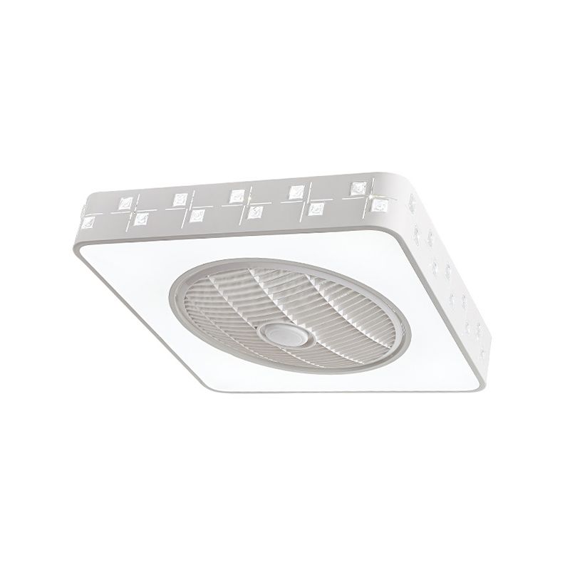 Minimalistische vierkante hangende ventilatorverlichting 21,5 "W LED Metal Semi Flush Light Farmture in wit met 3 messen