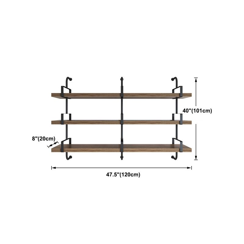 7.87" Wide Solid Wood Floating Shelf Industrial Wall Mounted Bookshelf
