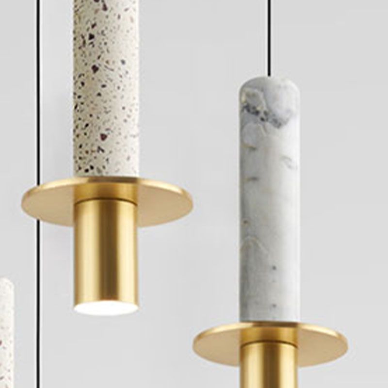 Style de minimalisme LED Hanging Light 1 Tube léger en pierre Suspension Lampe pour le bar de cuisine