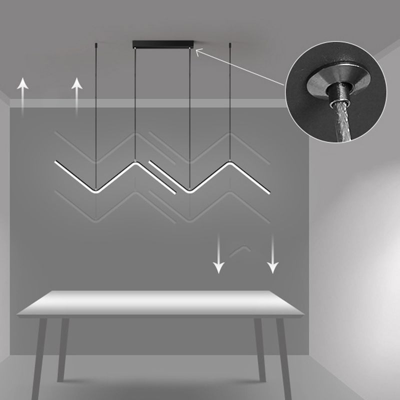 Modern Long Strip Dining Chandelier Dining Room LED Pendant Light Fixture