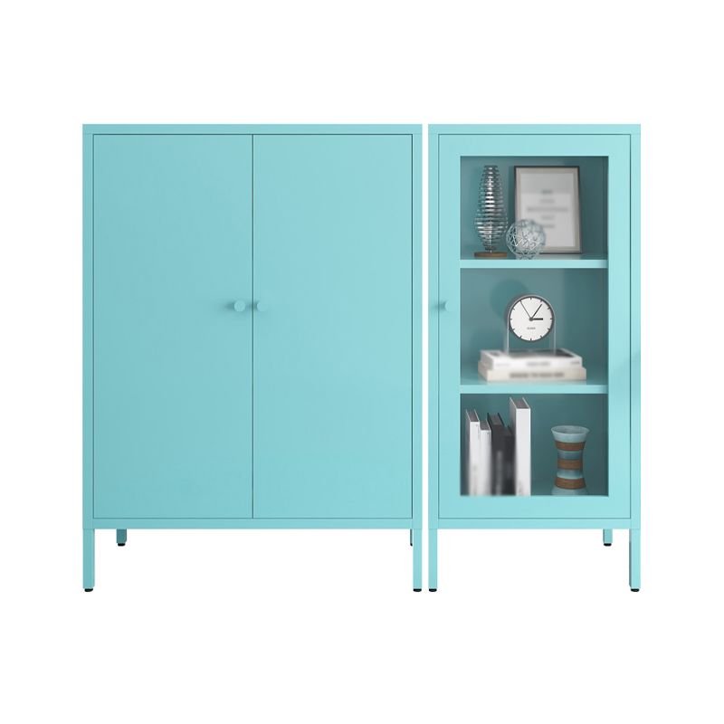 Steel Dining Room Sideboard Cabinet Modern Server Cabinet with Storage and Two Doors