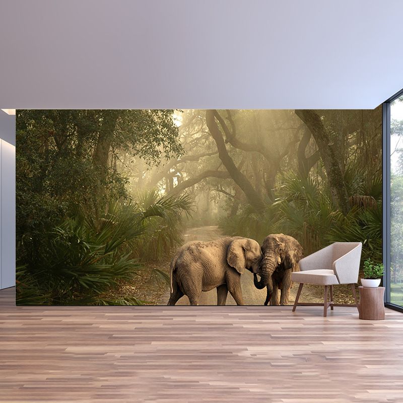 Contemporary Huge Elephant Mural Stain Resistant Wall Art for Living Room