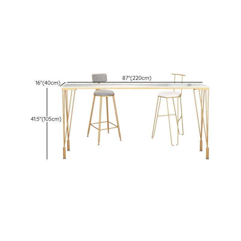 Glam Style Rectangle Bar Table Wood Bar Height Table with 4 Legs