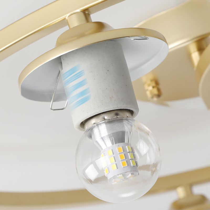 Glass Spherical Semi Flush Chandelier Nordic Gold Ceiling Flush Mount