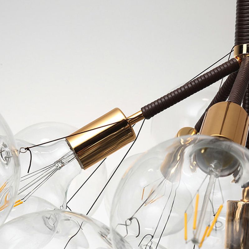 Luce a bolla di vetro trasparente Luce moderna semplicità soggiorno Lampada lampadario con catena regolabile da 47 "