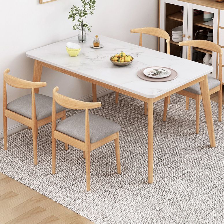 Minimalist Standard Kitchen Dining Set MDF Rectangle Shape Dining Set with 4 Legs Base
