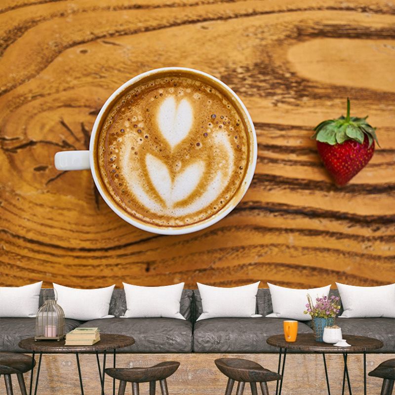 Minimalism Style Coffee Drinking Wall Covering Moisture Resistant Wall Decor