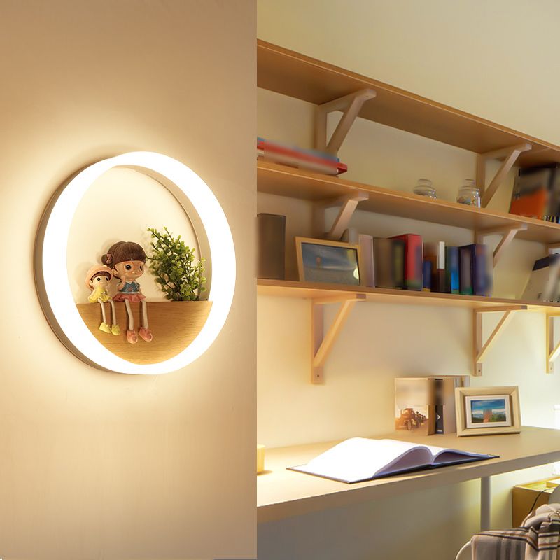 Moderne stijl ronde wandlampen hout 1 lichte wandlampen (decoratie niet inbegrepen)