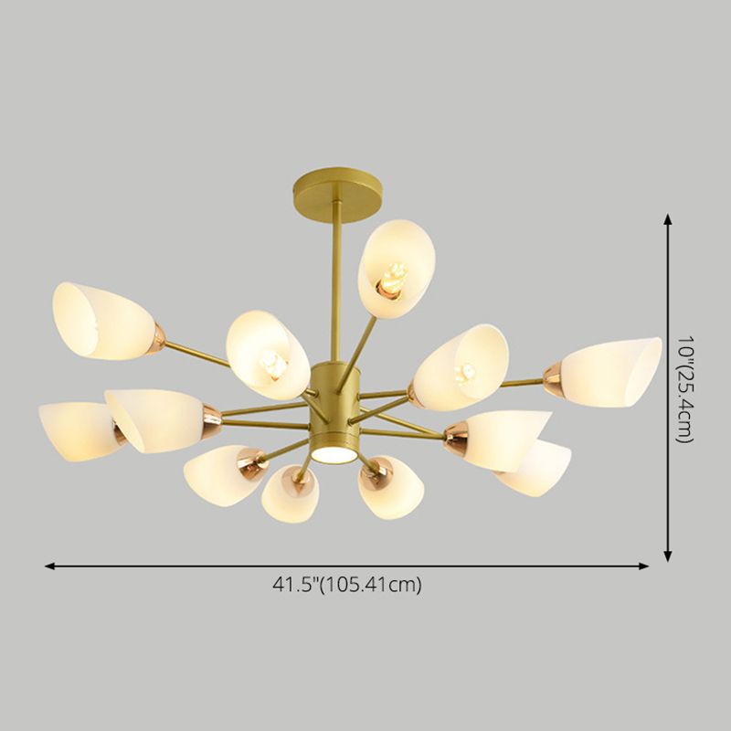 Modern Starburst Hanging Chandelier Light White Glass Shade Ceiling Chandelier for Living Room