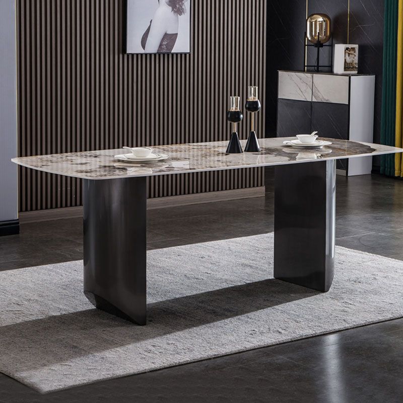 Beige Stone Dinette Table Set 1/4/5/7 Pcs Glam Style Dining Set