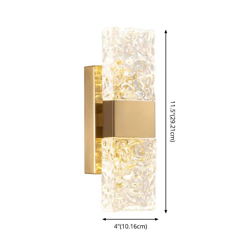 Minimalist Rectangle Sconce Light Fixture Crystal LED Bedroom Wall Light Sconce in Gold