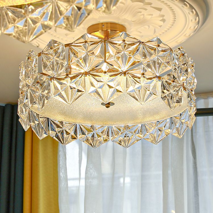 Plafon de forme ronde Mount de chasse moderne en fer moderne avec abat-jour en verre pour étudier