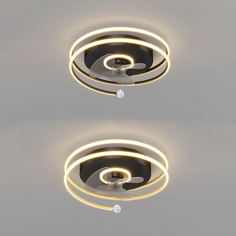 Élégant plafond moderne lampe à fans de la lampe métallique LED Semi Flush Mount Light Light