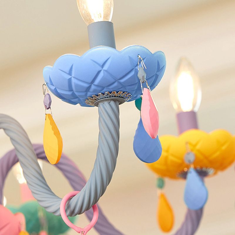 Metalen kaarsenkroonluchter verlichtingsarmatuur Nordic-stijl hanglamp in meerdere kleuren in meerkleurig