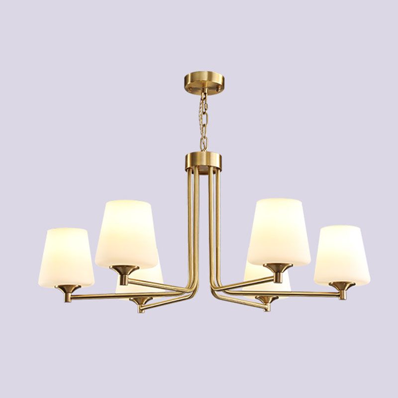 Moderne stijl conische plafondophanging verlichting multi -lichten melkglas plafond kroonluchter