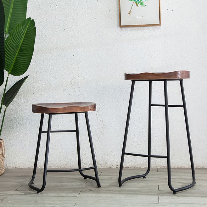 Modern Footrest Solid Wood Bar Stool Dessert Shop Backless Stool