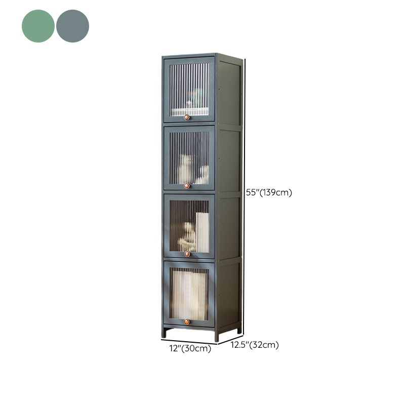 Bamboo Standard Bookcase Scandinavian Closed Back Bookshelf with Cabinets