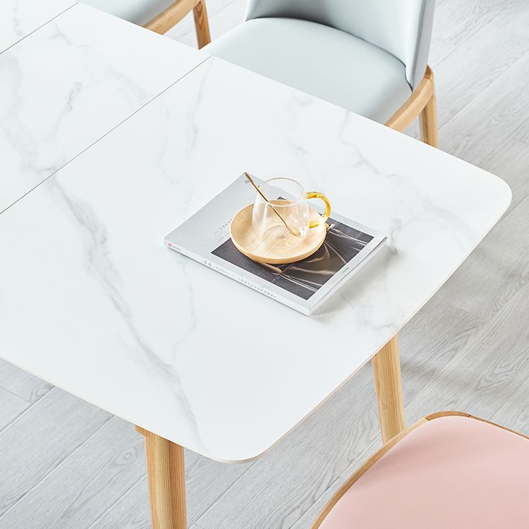 Minimalist Sintered Stone Dining Table White Extendable Dining Table for Kitchen
