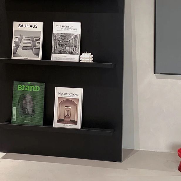 Industrial Standard Closed Back Bookcase Metal Black Bookshelf with Shelves