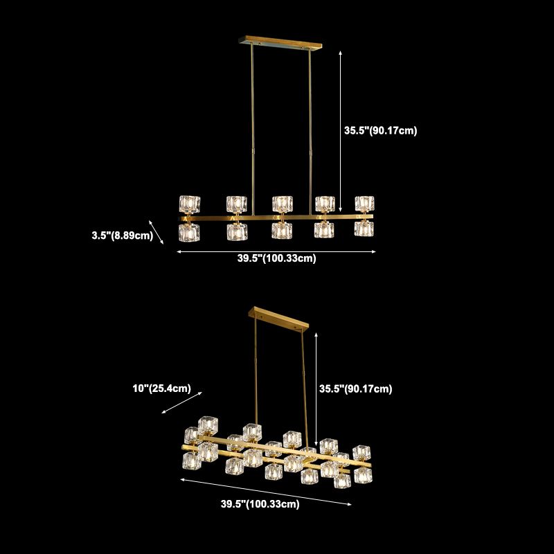 Luminaire de l'île contemporaine Crystal Cube Island Lights for Kitchen