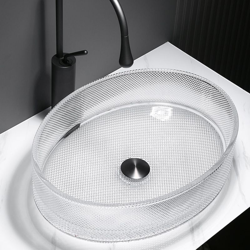 Modern Clear Wash Stand Glass Trough Bathroom Sink for Bathroom