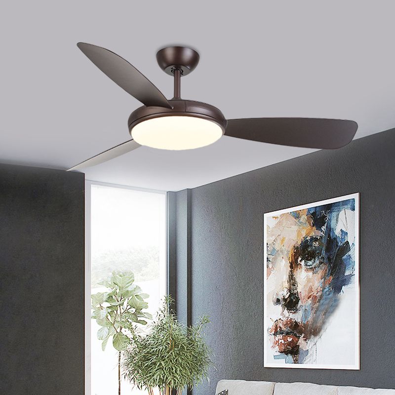 Schwarz -LED -Deckenlüftungslampe Moderne Acryl 3 Blades halb Flush -Lampe für Schlafzimmer, 42 "breit