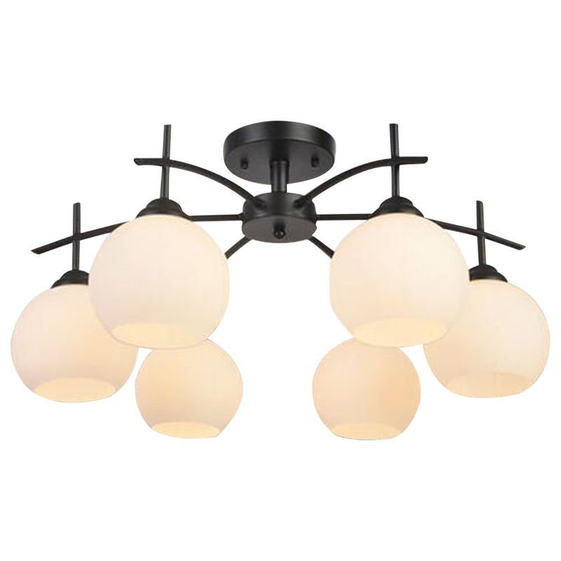Glass Black Semi Flush Mount Chandelier Global Minimalist Ceiling Mount Chandelier