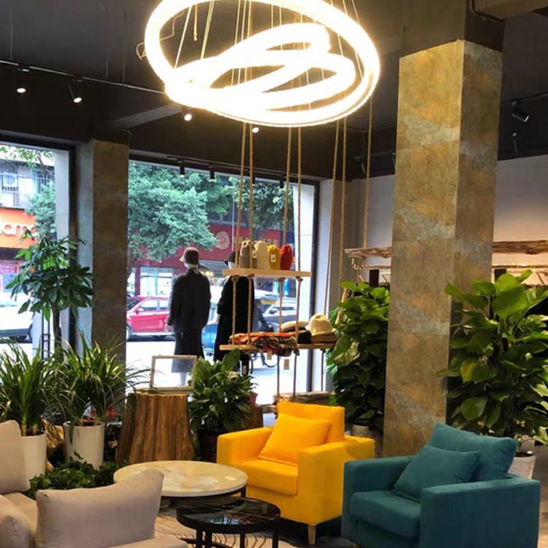 Lampade lampadario moderno ad anello lampada lampadario a più testa con tonalità di cristallo