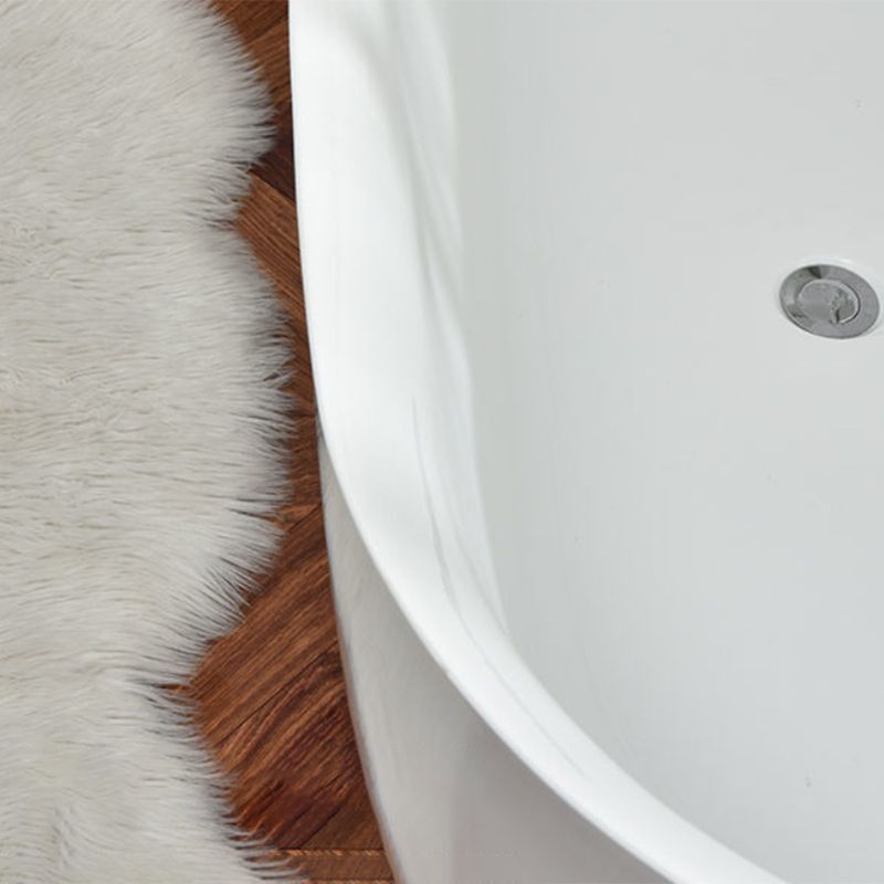 Freestanding Acrylic Bathtub White Modern Center Back to Wall Bath