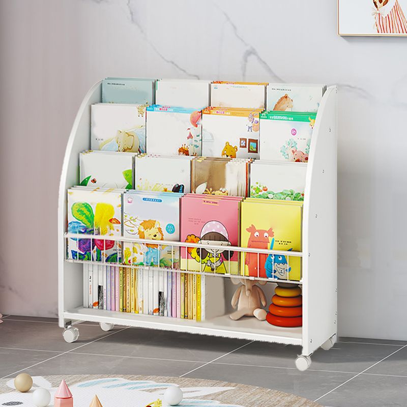 Modern Standard Bookcase Freestanding Standard Kids Bookcase with 4 Wheels