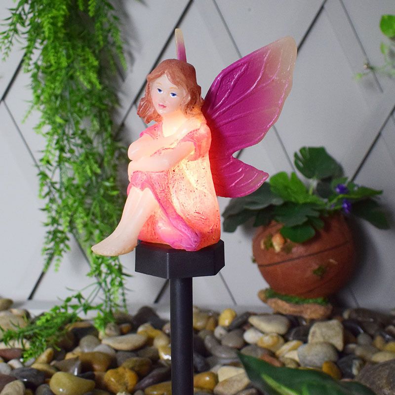 Cartoon Flower Fairy Shape Solar Ground Light Resin Courtyard LED Landscape Lighting