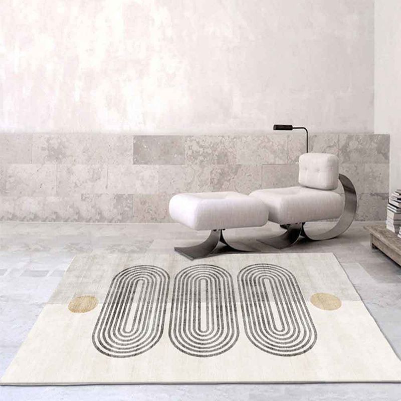 Contemporary Area Rug Contrast Panel Washable Carpet Polyester Stain Resistant Rug for Living Room