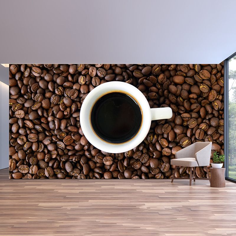 Brown Coffee Beans Mural Decal Simple Decorative Coffee Shop, Custom Printed