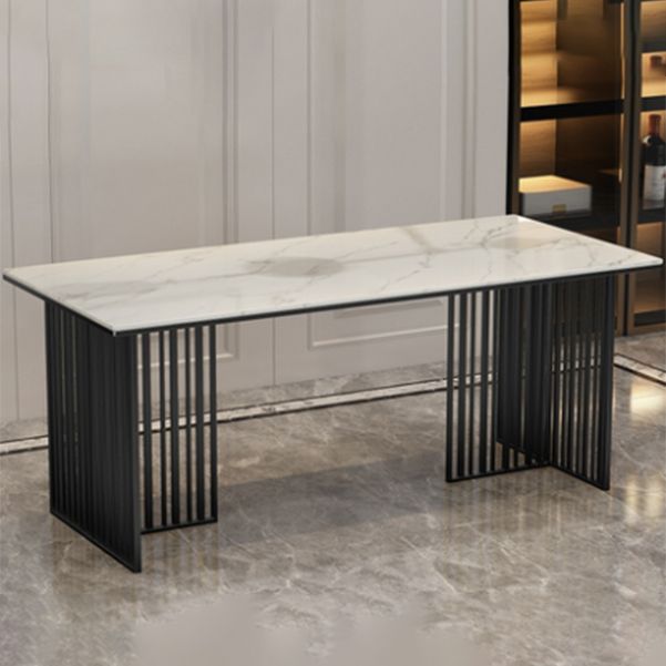 Luxury 1/5 Pieces Rectangle Dining Set Sintered Stone Dining Table with Leather Chairs