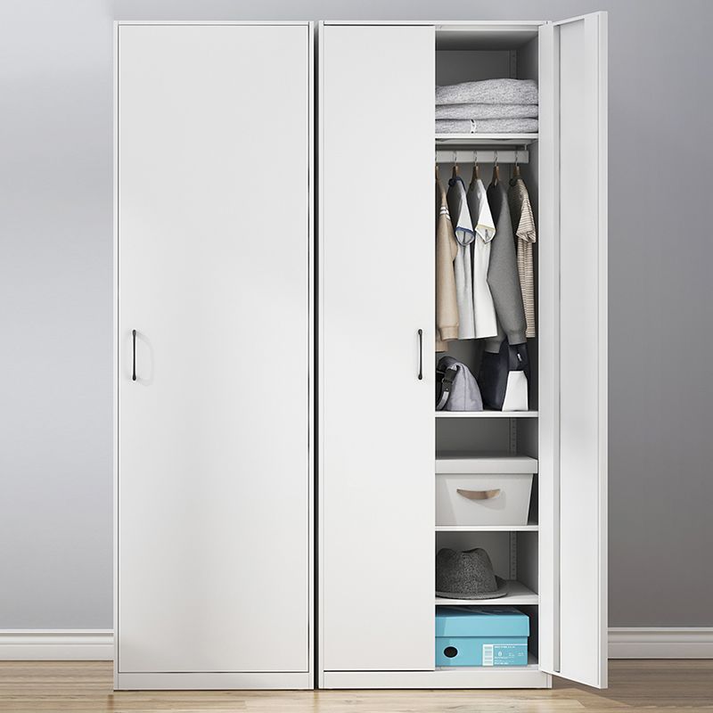 White Contemporary Non-Hanging Armoire Steel Home Cabinet with Door