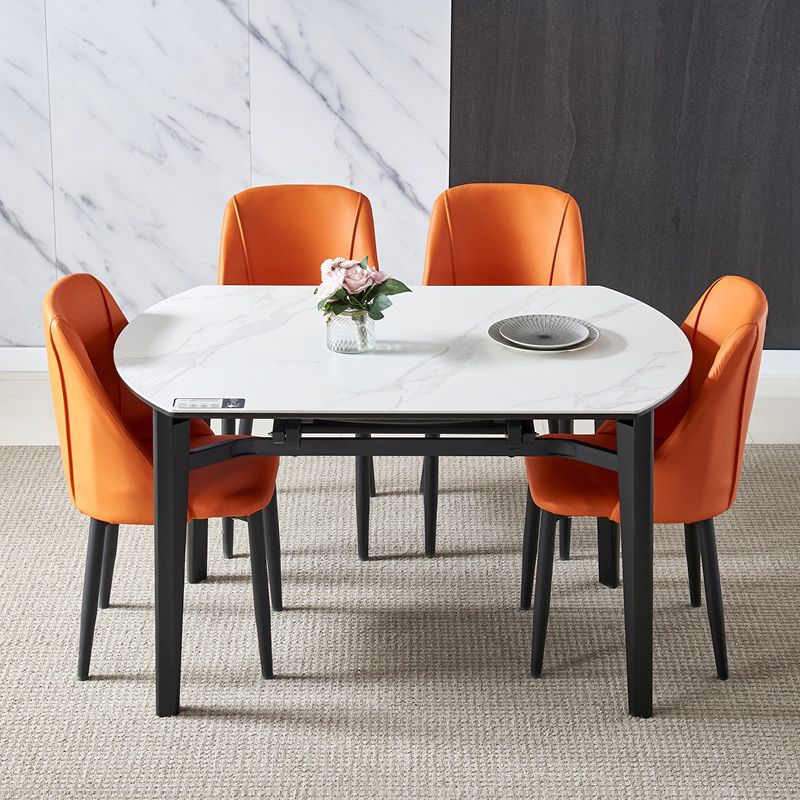 Contemporary Style Round 51.2'' Dining Site Table Stone Drop-Leaf Dining Room Furniture