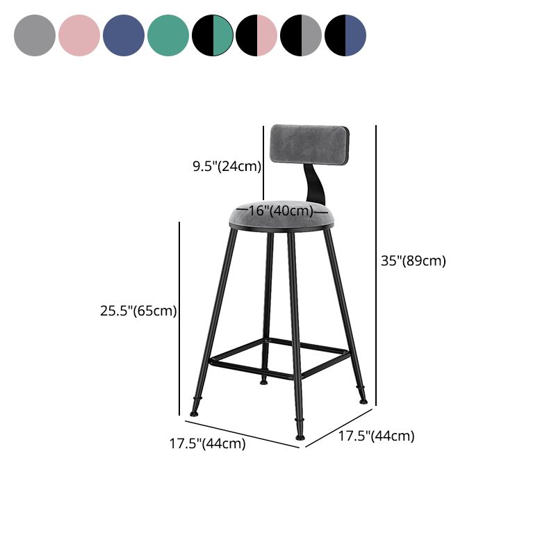 Scandinavian Low Back Footrest Barstool Matte Finish Velvet Counter Stool