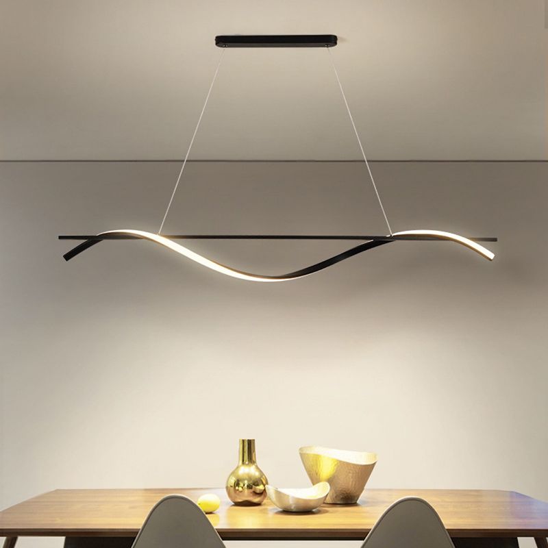 Wavy LED Hanging Ceiling Light Modern Metal Island Chandelier Light