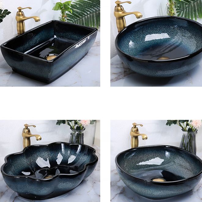 Traditional Vessel Bathroom Sink Specialty Vitreous China with Faucet Vessel Sink