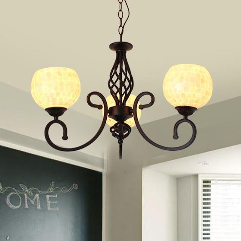 Blanc 5/6/8 Lumières luminaire luminaire baroque coquille de suspension Globe Suspension pour la cuisine