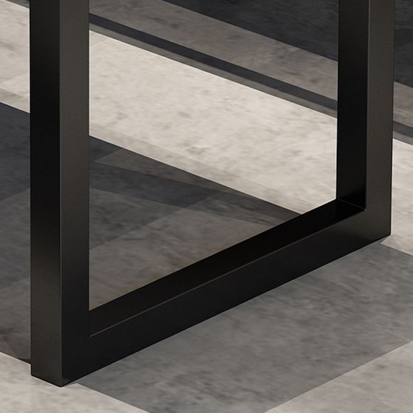 Brown Solid Wood Dining Table Industrial Rectangle Dining Table with Black Frame