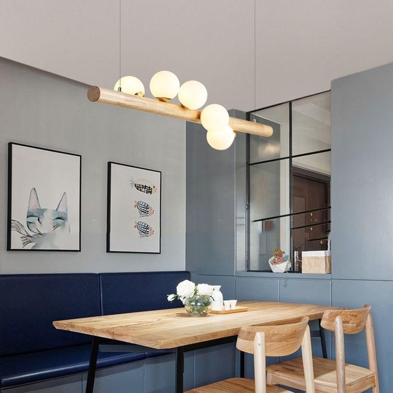 5/7-Light Wood Ceiling Light Industrial Kitchen Island Lighting for Room