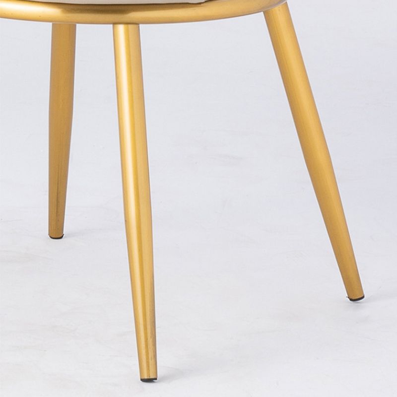 White Upholstered Dining Chair Kitchen Dining Chair with Metal Legs