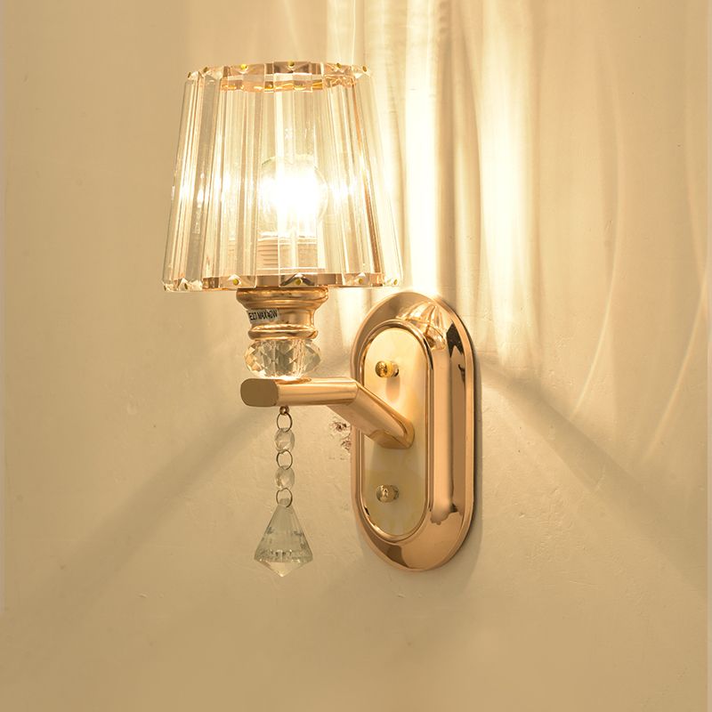 Gooseneck Crystal Wall Lamp Fixture Minimalist 1-Light Wall Sconce Light for Corridor